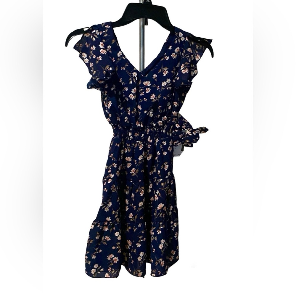 Nickie Lew-Smocked Waist Tiered Dress & Scrunchie-Girl’s Size: 7-Navy-NEW!!
